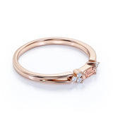 1.25 Carat Baguette Cut East West Setting Morganite and Diamond Engagement Ring in 10k Rose Gold for Women