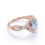 1.75 ct Teardrop Aquamarine Antique Infinity Engagement Ring
