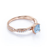 Infinity 1.25 Carat Cushion Aquamarine and Diamond Twisted Engagement Ring in White Gold
