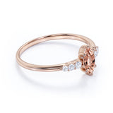 1.15 Carat Marquise cut Morganite and Diamond Halo Engagement Ring for Women in Rose Gold
