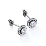 Halo 0.60 CT TDW Round  White Certified Lab Diamond Antique Stud Earrings in White Gold