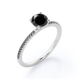1.5 ct Round Lab Black Diamond 4-Prong Pave Engagement Ring