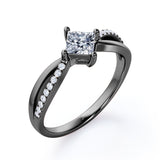Twisted 0.50 Carat Princess Cut Diamond Four Prong Infinity Style Engagement Ring In White Gold