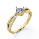 Twisted 0.50 Carat Princess Cut Diamond Four Prong Infinity Style Engagement Ring In White Gold