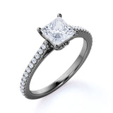 1 Ct Princess Cut Diamond Pave Engagement Ring
