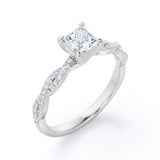 Certified Twisted 0.50 Ct Princess Lab Diamond Engagement Ring