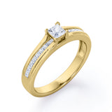 Certified 0.50 Ct Princess Lab Diamond Channel Engagement Ring