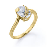 1.25 Carat Oval cut Moissanite Solitaire Engagement Ring in 10k White Gold