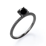 1.5 ct Round Lab Black Diamond 4-Prong Pave Engagement Ring