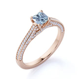 Vintage Style 1.50 Carat Cushion Cut Aquamarine Solitaire Engagement Ring in White Gold