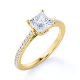1 Ct Princess Cut Diamond Pave Engagement Ring