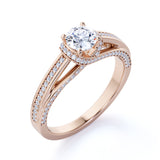 Certified 1 Ct Round Lab Diamond Vintage Engagement Ring