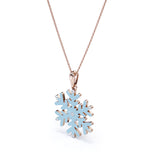 Christmas Snowflake Diamond Enamel Pendant Necklace in 18K White Gold Plating over Silver