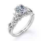 Floral 1.25 Carat Cushion Cut Moissanite Vintage Bridal Set