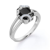 Wire Wrapped 1.50 Carat Emerald cut Lab Black Diamond Engagement Ring for Women in Rose Gold