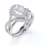 1.25 ct Teardrop Moonstone Infinity Wedding Set