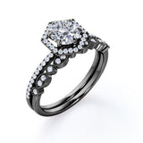 Certified 1 Ct Round Lab Diamond Art Deco Wedding Ring Set