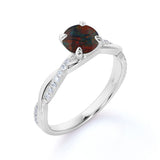 Infinity Style 1.25 Carat Round Cut Genuine Lab Black Opal And Diamond Twisted Pave Set Engagement Ring In White Gold
