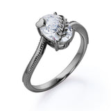 1.25 Carat Oval cut Moissanite Solitaire Engagement Ring in 10k White Gold