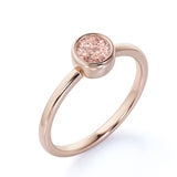 Vintage Bezel Set 1.50 Carat Round Shape Baby Pink Morganite and Solitaire Engagement Ring in White Gold