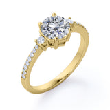 Tapered 1.20 Carat Round Moissanite Engagement Ring