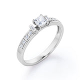 Certified Channel Set 0.50 Ct Princess Lab Diamond Engagement Ring
