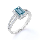 1.75 ct Emerald Aquamarine Halo Split Shank Engagement Ring