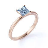 1 Carat Princess cut Aquamarine Solitaire Engagement Ring in White Gold