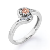 Whirly Gemstone 0.55 carat Round Morganite and Moissanites Artistic Engagement Ring in Rose Gold