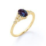 Vintage 1.25 Ct Oval Lab Alexandrite Engagement Ring