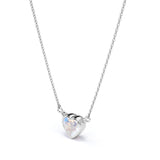 Bezel 0.5 carat Petite Heart Pendant with 18k Black Gold Over Silver Necklace