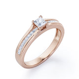Certified 0.50 Ct Princess Lab Diamond Channel Engagement Ring