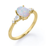 1.1 Ct Oval Cut Lab Created Opal Five Stone Engagement Ring