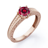 Vintage Bowtie Filigree 1 carat Round Lab Ruby Solitaire Engagement Ring in White Gold