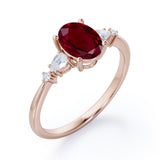 Five Stone 0.60 ct Oval Lab-Created Ruby Engagement Ring
