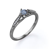 0.75 Ct Round Salt and Pepper Diamond Milgrain Engagement Ring
