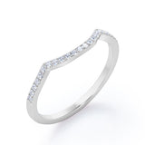 Pave Curved 0.15 TCW Round Half Eternity Wedding Band