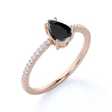 Simple 1.25 Carat Pear Shape Lab Lab Black Diamond and Fishtail Engagement Ring in White Gold