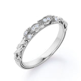 0.25 Carat Round Cut Milgrain Shank Wedding Band