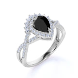 1.75 ct Pear Lab Black Diamond Infinity Engagement Ring