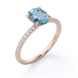 Unique 1.25 Carat Oval Cut Aquamarine and Diamond Halo Beautiful Engagement Ring in White Gold