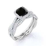 2 ct Lab Black Diamond Infinity Wedding Ring Set
