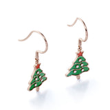 Christmas Tree Certified Lab Diamond Enamel Wire Hook Earrings in 18K White Gold Plating over Silver