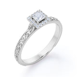 Art Deco 0.50 Ct Princess Cut Diamond Engagement Ring