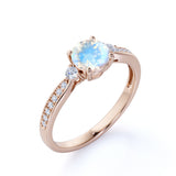 1.25 ct Round Moonstone Antique Engagement Ring