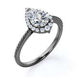 Vintage Halo 0.7 carat Pear Cut Moissanite and Diamond Engagement Ring in Rose Gold