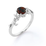 1 Ct Round Cut Lab Created Black Opal Floral Engagement Ring