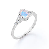 Vintage Leaf 0.85 ct Oval Moonstone Engagement Ring