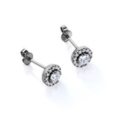 Bezel French Pave 0.43 CT TDW Round Certified Lab Diamond Double Prong Stud Earrings in White Gold