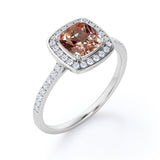 Vintage Style 1.50 Carat Cushion Cut Peach Pink Morganite Solitaire Engagement Ring in Rose Gold